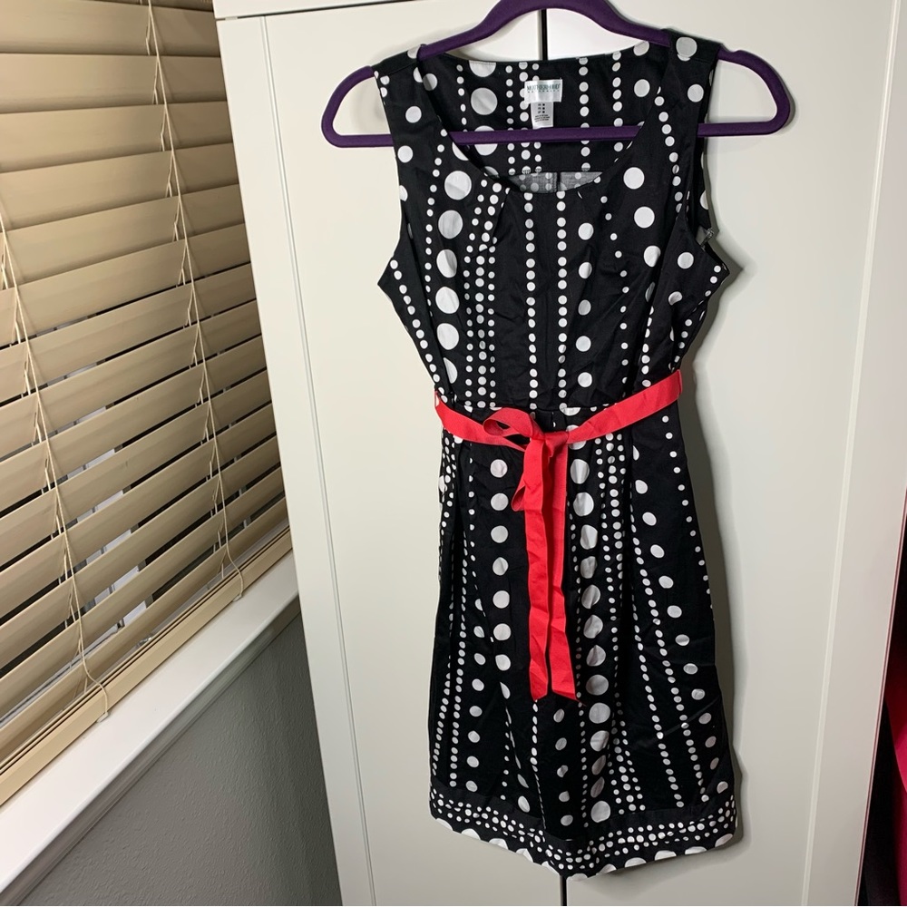 Motherhood Maternity Polka Dot Dress with Ribbon Tie